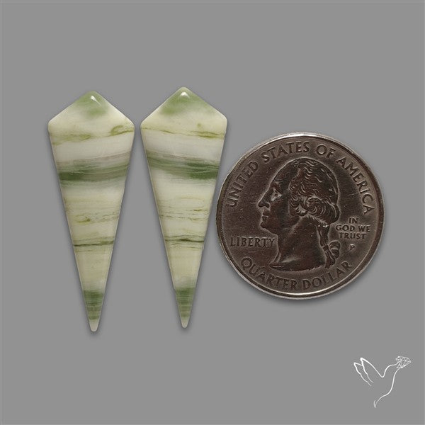 Green Serpentine Cabochons Pair
