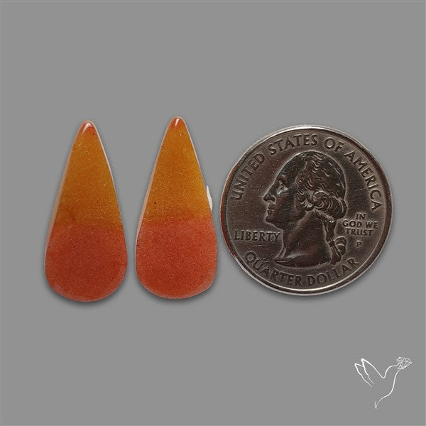 Candy Corn Cabs Pair Orange Aventurine