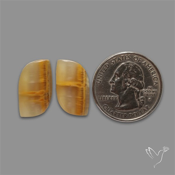 Yellow Calcite Cabochons Pair