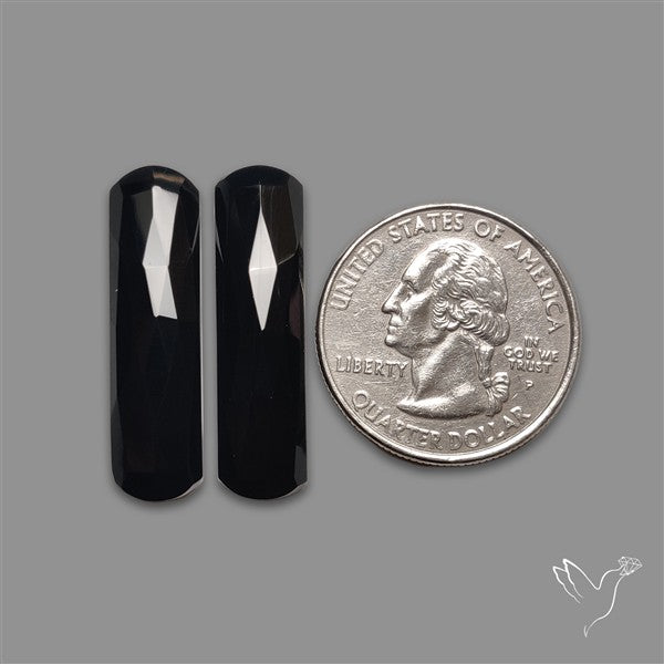 Rose Cut Black Onyx Pair