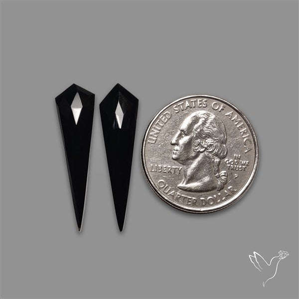 Rose Cut Black Onyx Pair