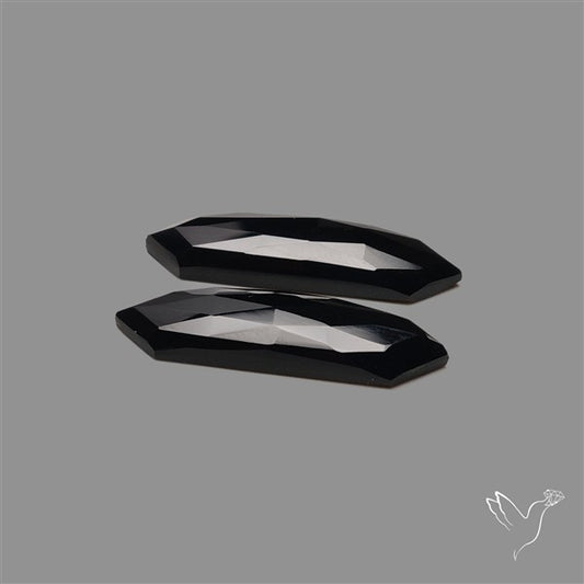 Rose Cut Black Onyx Pair