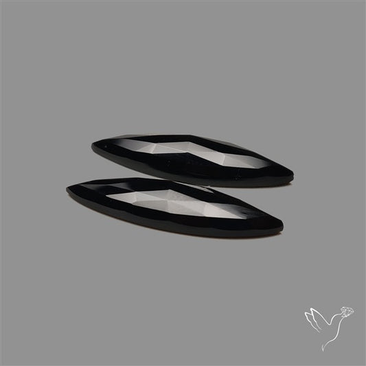 Rose Cut Black Onyx Pair