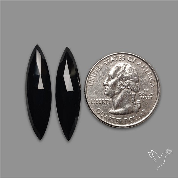 Rose Cut Black Onyx Pair