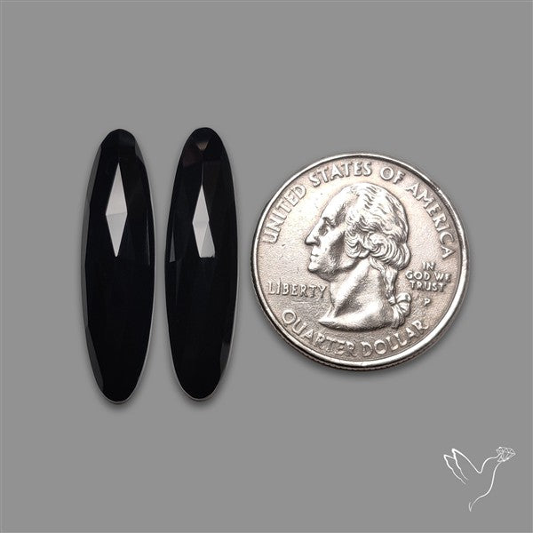 Rose Cut Black Onyx Pair