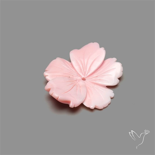 Pink Conch Shell Floral Carving (not flat backed)