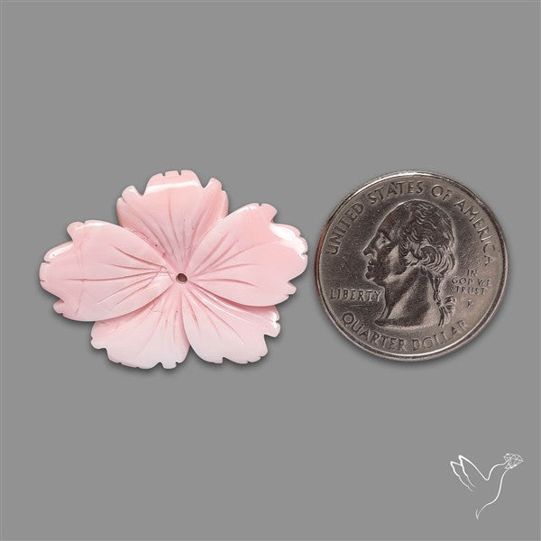 Pink Conch Shell Floral Carving (not flat backed)