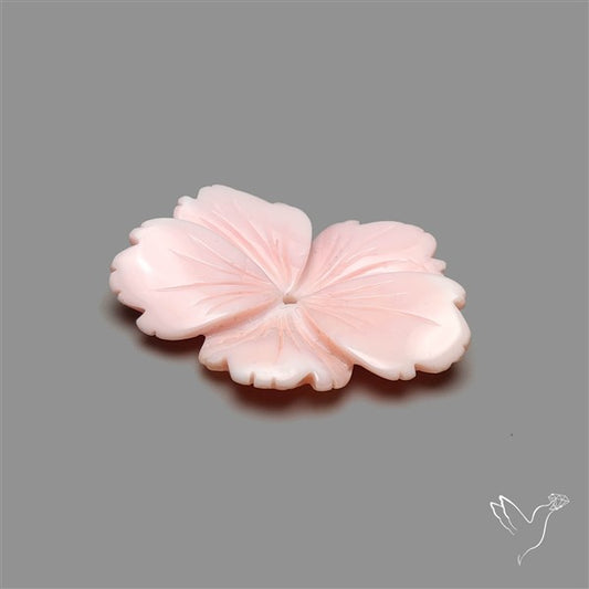 Pink Conch Shell Floral Carving (not flat backed)