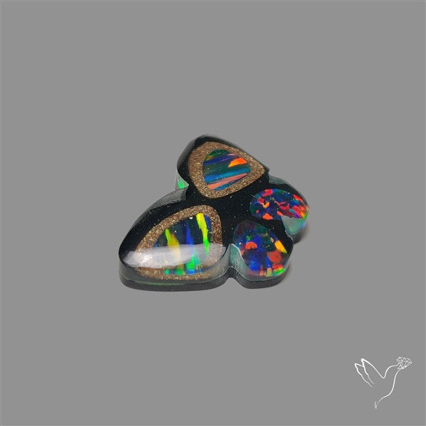 Aurora Opal With Black Onyx Butterfly Carving Doublet
