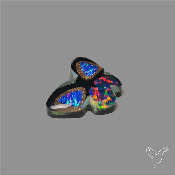 Aurora Opal With Black Onyx Butterfly Carving Doublet