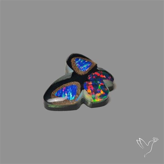 Aurora Opal With Black Onyx Butterfly Carving Doublet