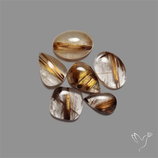 Golden Rutilated Quartz Cabochons Lot