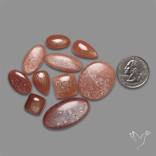 Sunstone In Peach Moonstone Cabochons Lot