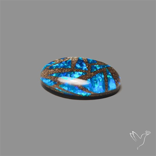Blue Aurora Opal Copper Mosaic Doublet