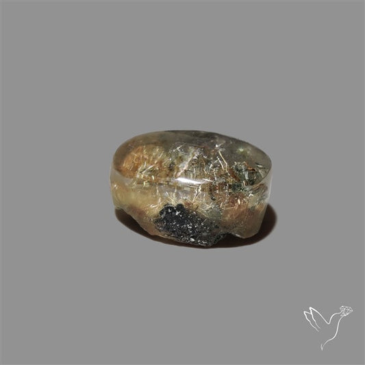 Lodolite Cabochon With Golden Rutile Inclusions