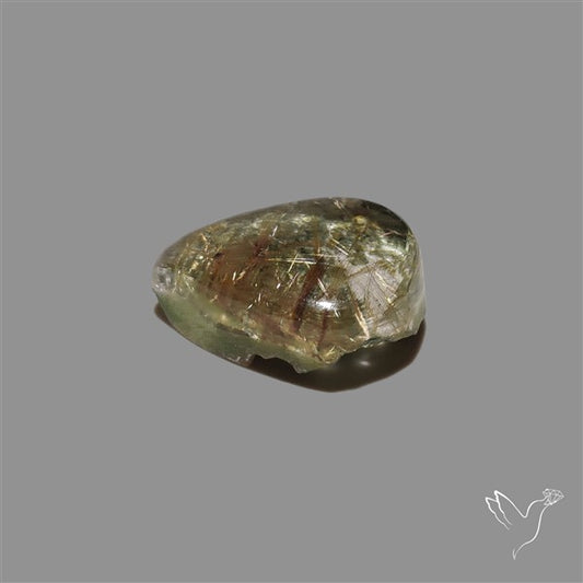 Lodolite Cabochon With Golden Rutile Inclusions