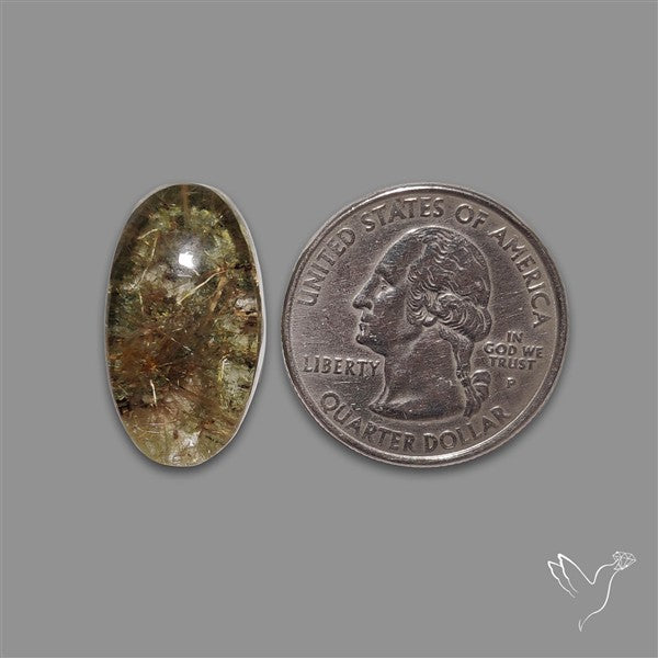 Lodolite Cabochon With Golden Rutile Inclusions
