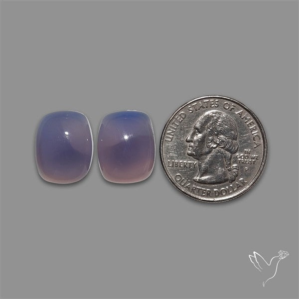 High Domed Namibian Blue Chalcedony Pair