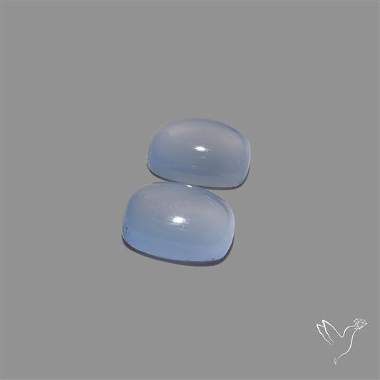 Namibian Blue Chalcedony Pair Gemmy High Domed