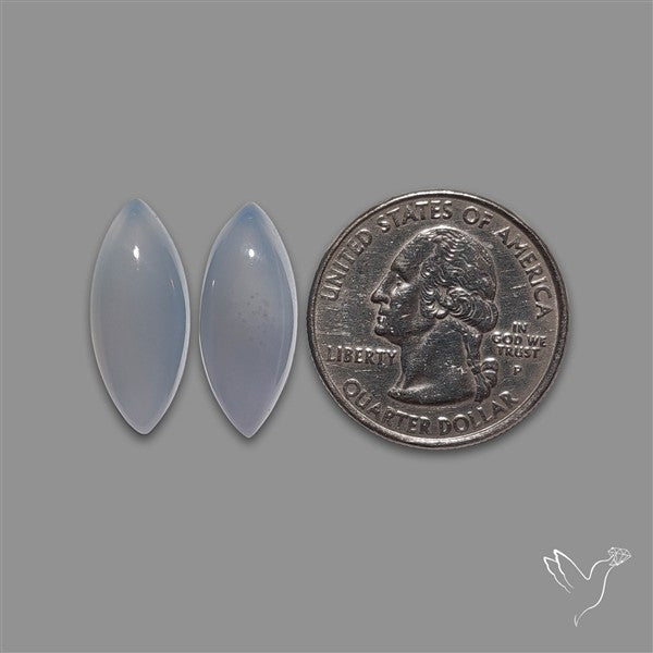 Namibian Blue Chalcedony Pair Gemmy High Domed