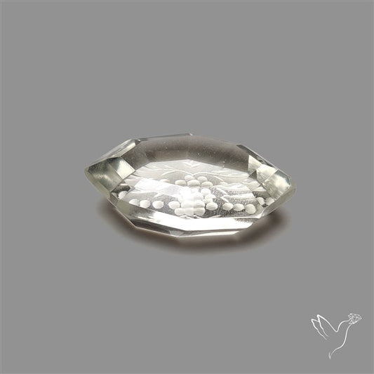 Prasiolite Reverse Intaglio Floral Carving