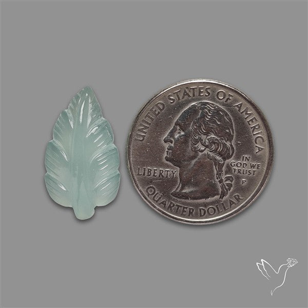 Aqua Chalcedony Leaf Carving