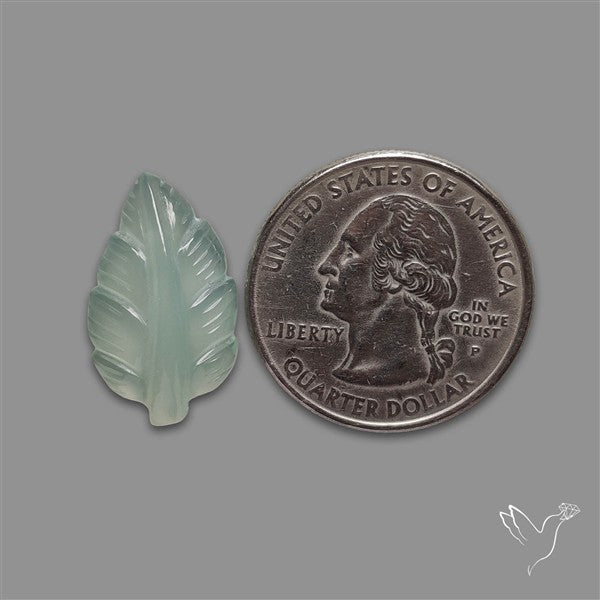 Aqua Chalcedony Leaf Carving