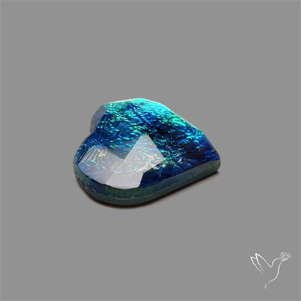 Rose Cut Dichroic Glass Heart Doublet