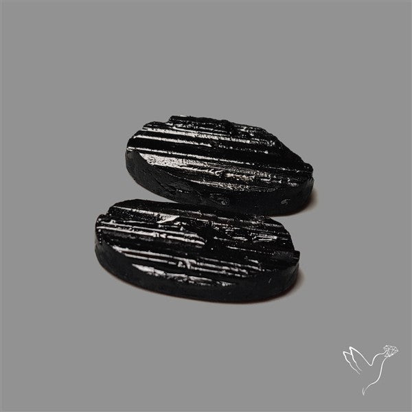 Raw Face Black Tourmaline Pair