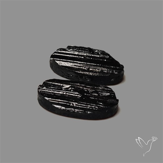Raw Face Black Tourmaline Pair
