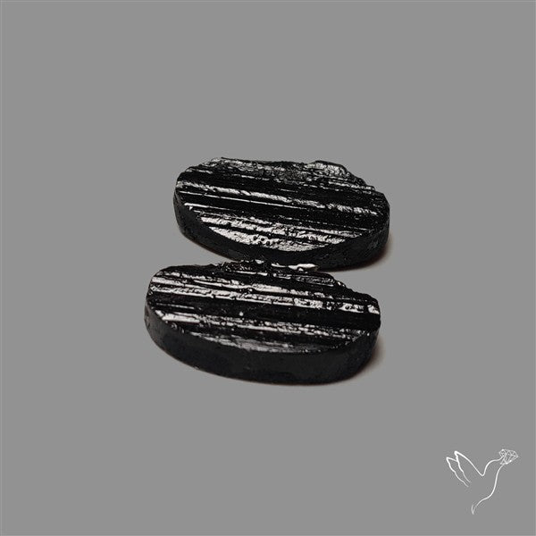 Raw Face Black Tourmaline Pair