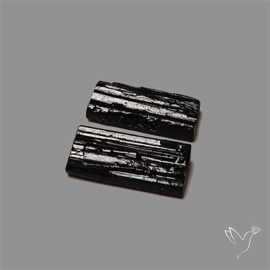 Raw Face Black Tourmaline Pair