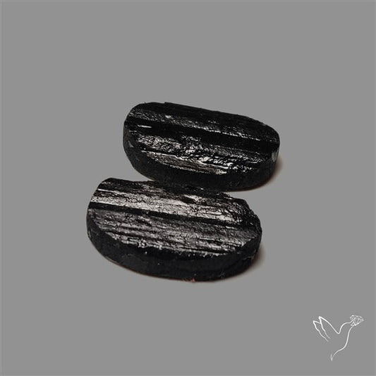 Raw Face Black Tourmaline Pair