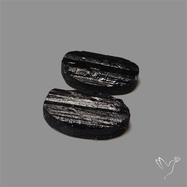 Raw Face Black Tourmaline Pair