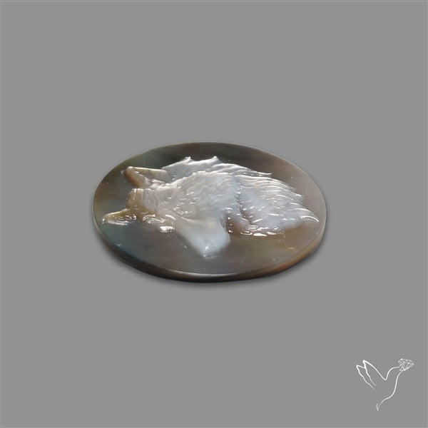 Mother Of Pearl Wolf Head Carving