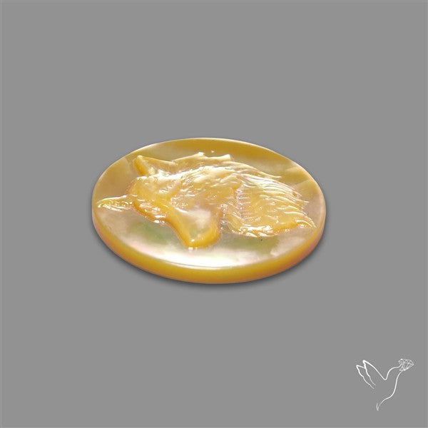 Mother Of Pearl Wolf Head Carving