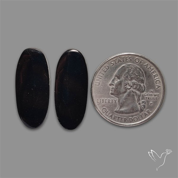 Black Tourmaline Cabochon Pair