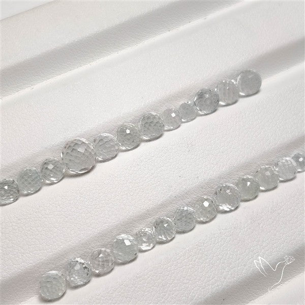 White Topaz Faceted Sphere Beads Gemstone Set