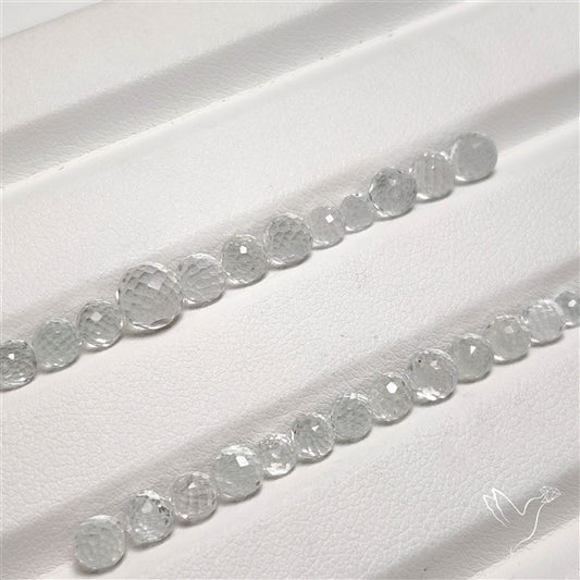 White Topaz Faceted Sphere Beads Gemstone Set