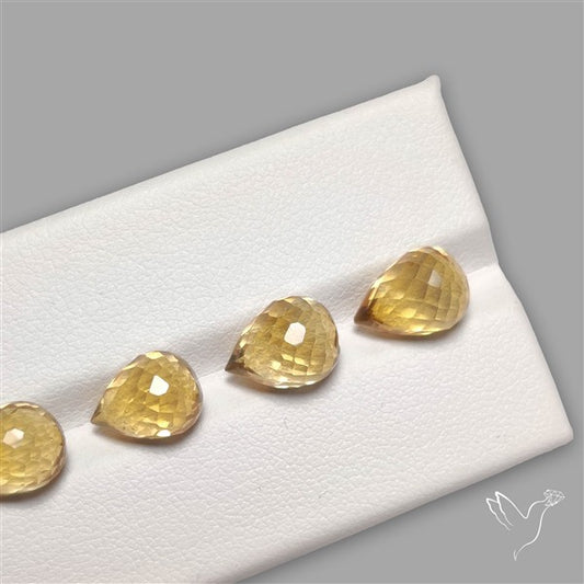 Citrine Faceted Drops Beads Fine Gemstone Set