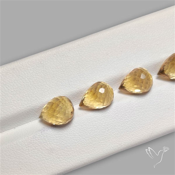Citrine Faceted Drops Beads Fine Gemstone Set