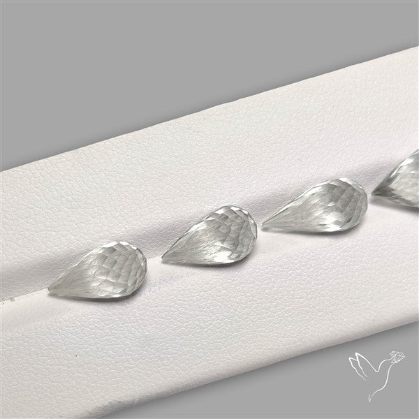 Prasiolite Green Amethyst Faceted Drops Loose Beads Gemstone Set