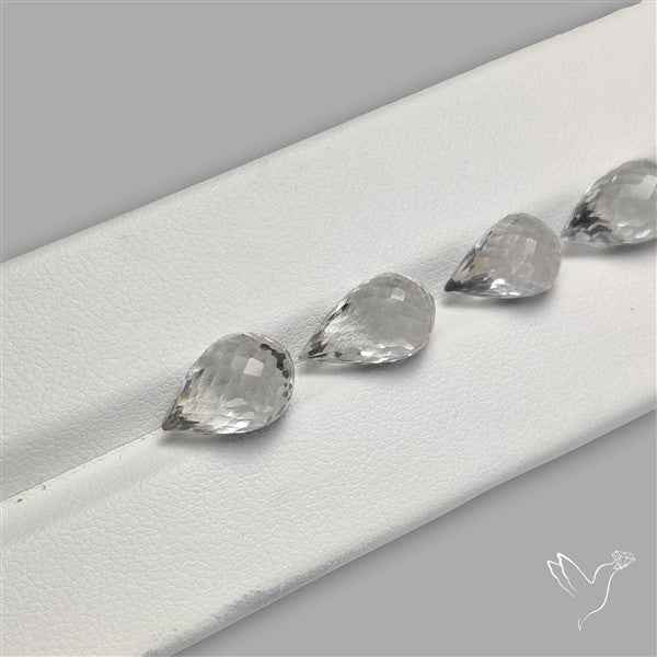 White Topaz Faceted Drops Beads Gemstone Set