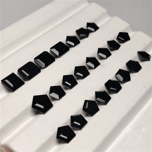 Black Onyx Faceted Gemstones Lot