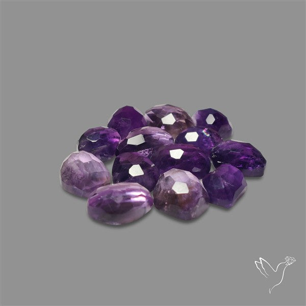 Amethyst Freeform Checker Cuts Lot with Flat Back
