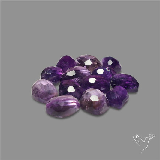 Amethyst Freeform Checker Cuts Lot with Flat Back