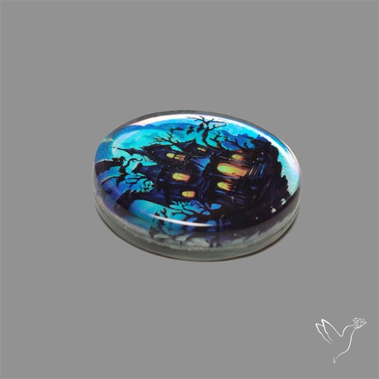 Halloween Picture Inlay Doublet Cabochon