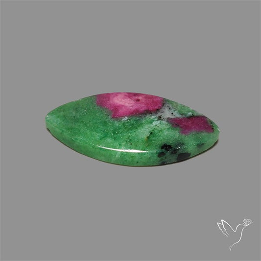 Ruby In Zoisite Large Cabochon with Rare Flashy Ruby