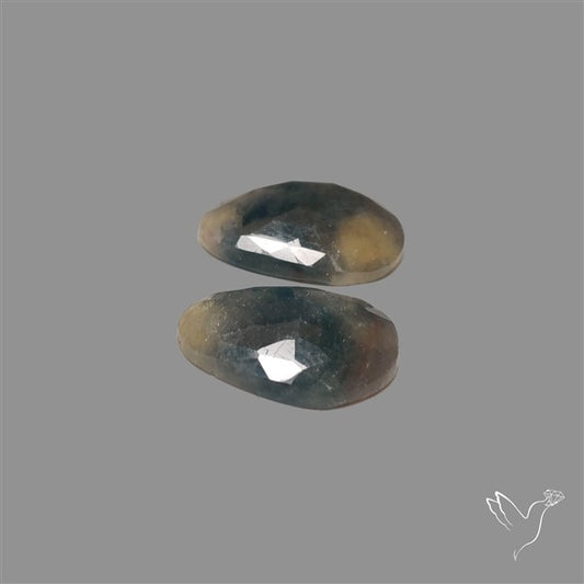 Rose Cut Bi-color Sapphire Pair