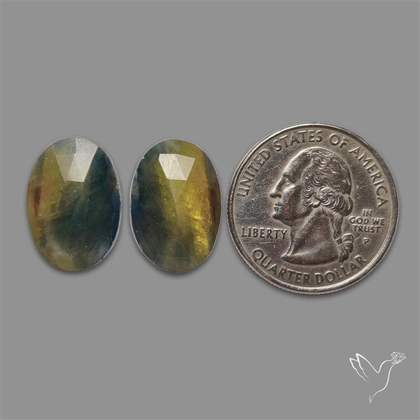 Rose Cut Bi-color Sapphire Pair